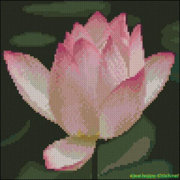 Lotus flower cross stitch chart – Quaternion Creations